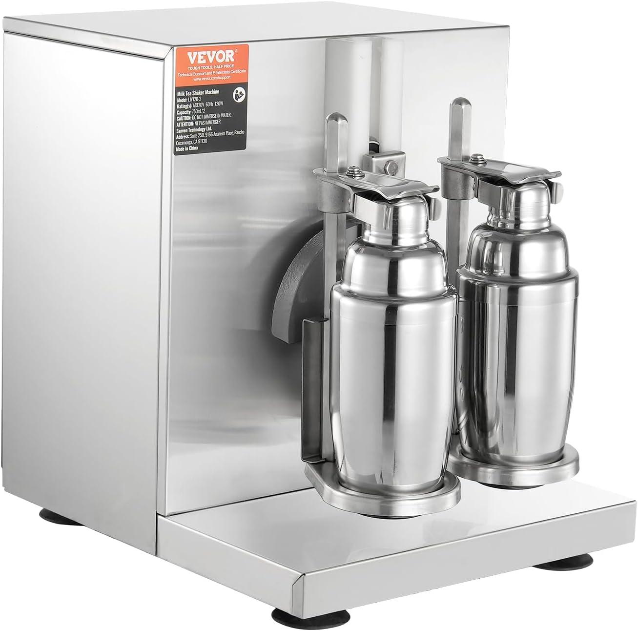 imageVEVOR Milk Tea Shaker Electric Milk Tea Maker Machine 0180s Adjustable Milk Tea Shake Mixer Machine with 750ML Stainless Steels Cup for Bubble Tea Boba Tea Juice Coffee Milk WineDouble 750ML