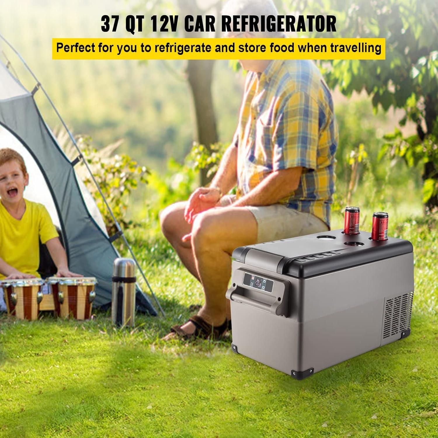imageVEVOR NLS45 12 Volt Car Refrigerator Fridge 32 L Dual Zone Portable Freezer 468 Adjustable Range 1224V DC and 100240V AC Compressor Cooler for Outdoor Camping RV Bule and greySingle Zone 37QT