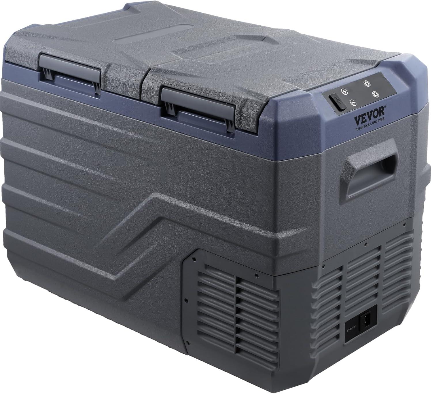 imageVEVOR NLS45 12 Volt Car Refrigerator Fridge 32 L Dual Zone Portable Freezer 468 Adjustable Range 1224V DC and 100240V AC Compressor Cooler for Outdoor Camping RV Bule and greyDual Zone 338QT