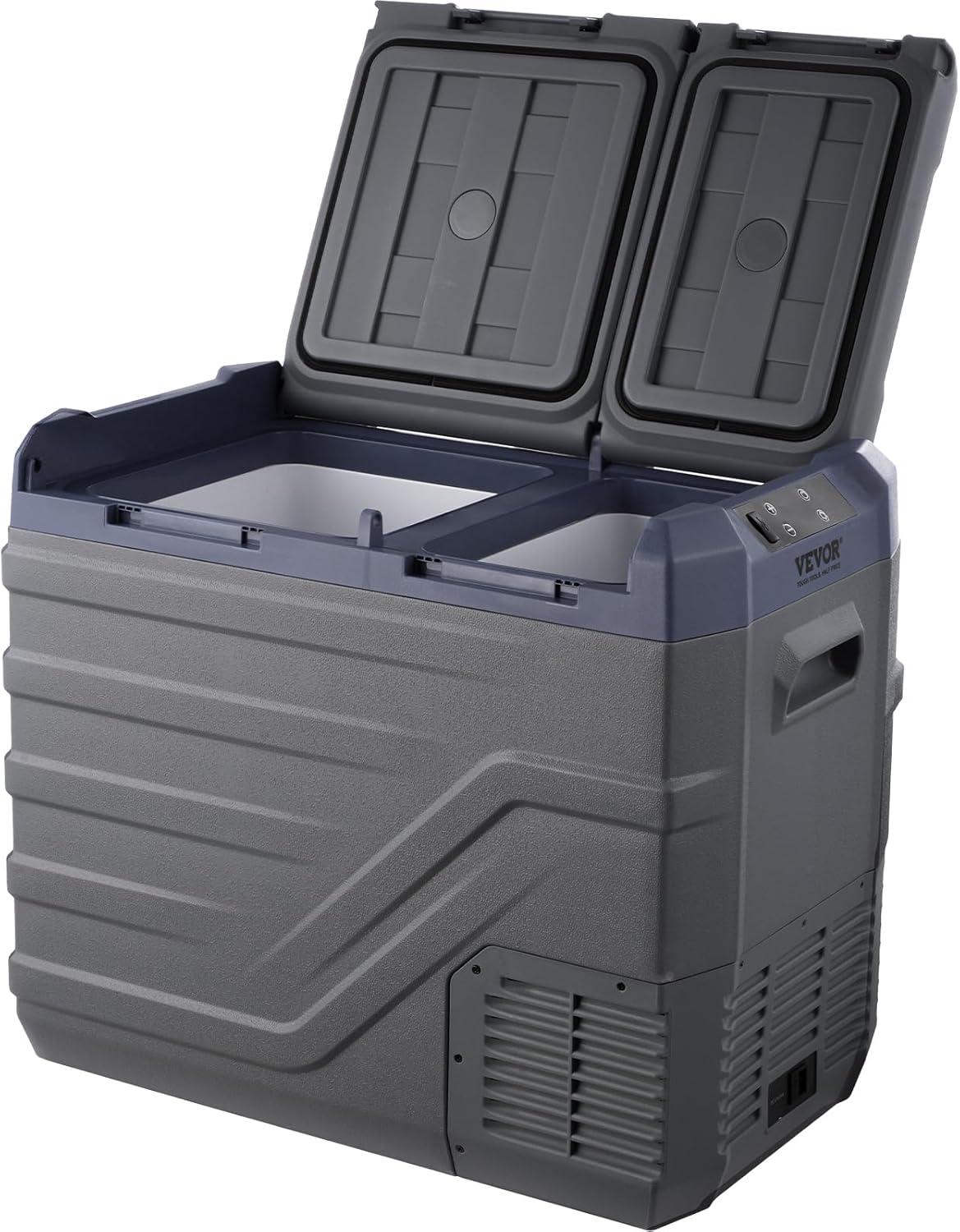 imageVEVOR NLS45 12 Volt Car Refrigerator Fridge 32 L Dual Zone Portable Freezer 468 Adjustable Range 1224V DC and 100240V AC Compressor Cooler for Outdoor Camping RV Bule and greyDual Zone 423QT