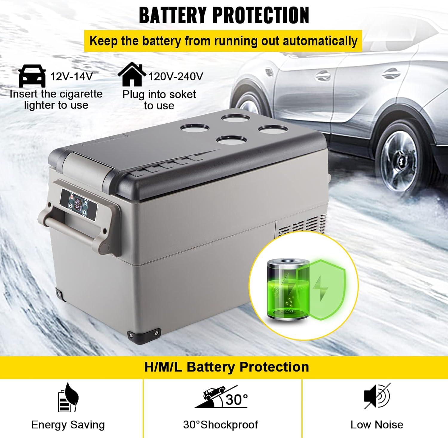 imageVEVOR NLS45 12 Volt Car Refrigerator Fridge 32 L Dual Zone Portable Freezer 468 Adjustable Range 1224V DC and 100240V AC Compressor Cooler for Outdoor Camping RV Bule and greySingle Zone 37QT