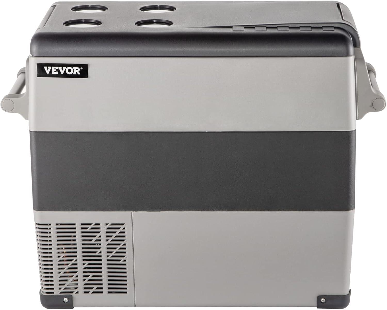imageVEVOR NLS45 12 Volt Car Refrigerator Fridge 32 L Dual Zone Portable Freezer 468 Adjustable Range 1224V DC and 100240V AC Compressor Cooler for Outdoor Camping RV Bule and greySingle Zone 58QT