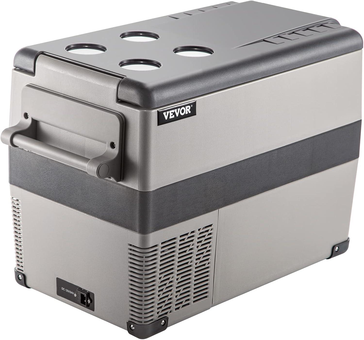 imageVEVOR NLS45 12 Volt Car Refrigerator Fridge 32 L Dual Zone Portable Freezer 468 Adjustable Range 1224V DC and 100240V AC Compressor Cooler for Outdoor Camping RV Bule and greySingle Zone 48QT