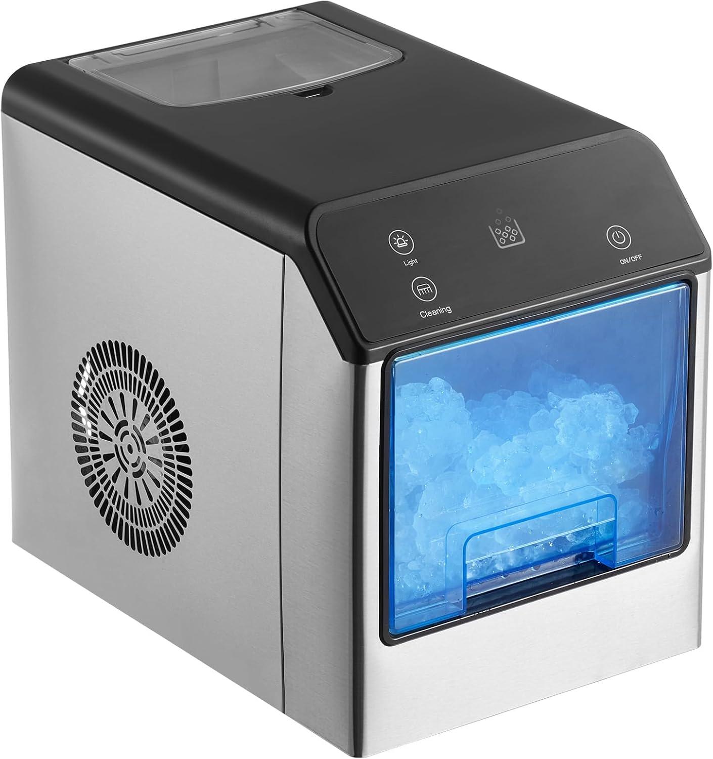 imageVEVOR Nugget Ice Maker 33lbs24H Pebble Ice Maker with Self Cleaning Chewable Ice Maker with Ice Scoop ampamp Drip Tray Stainless Steel Ice Machine with Convenient Ice Transfer for Home Kitchen Office