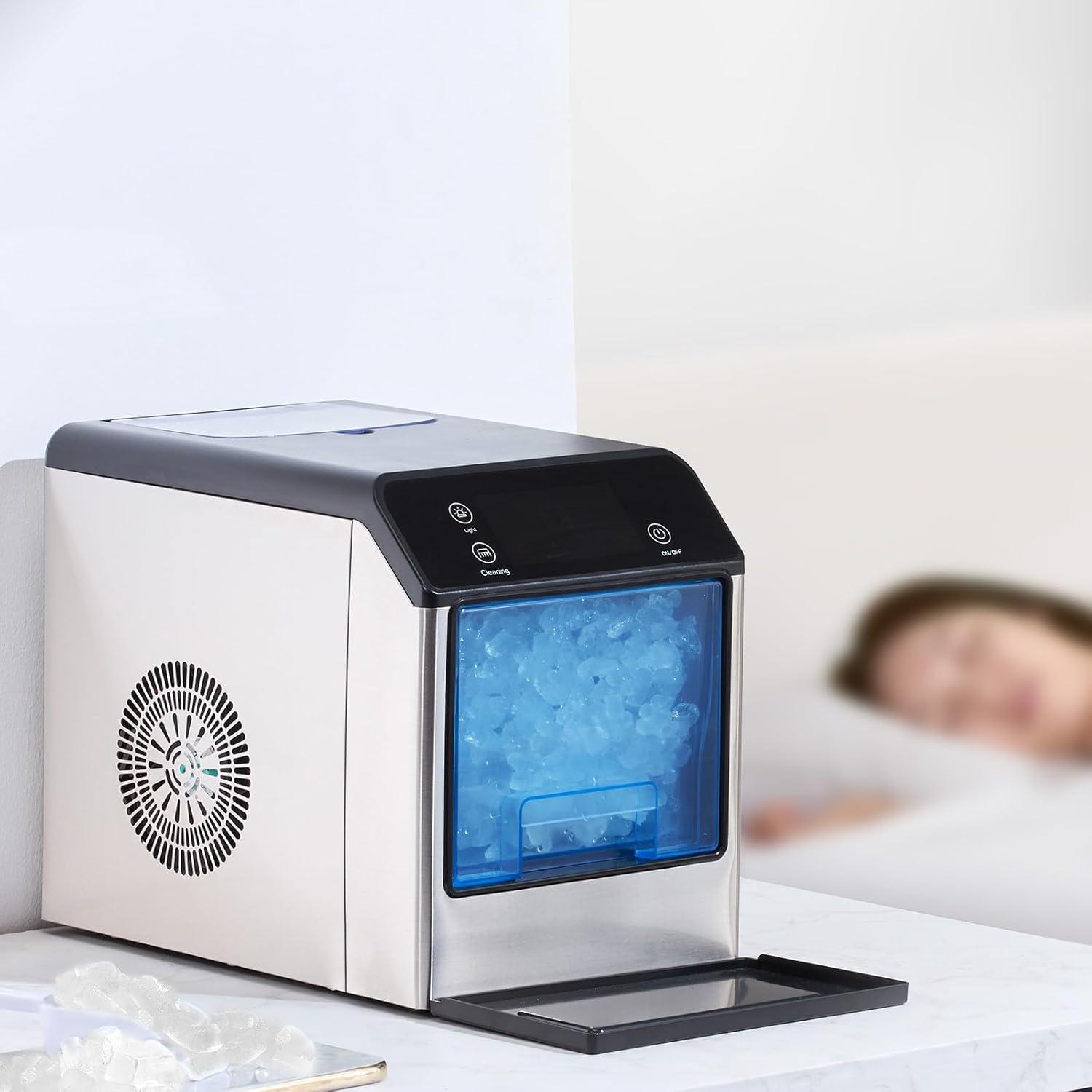 imageVEVOR Nugget Ice Maker 33lbs24H Pebble Ice Maker with Self Cleaning Chewable Ice Maker with Ice Scoop ampamp Drip Tray Stainless Steel Ice Machine with Convenient Ice Transfer for Home Kitchen Office
