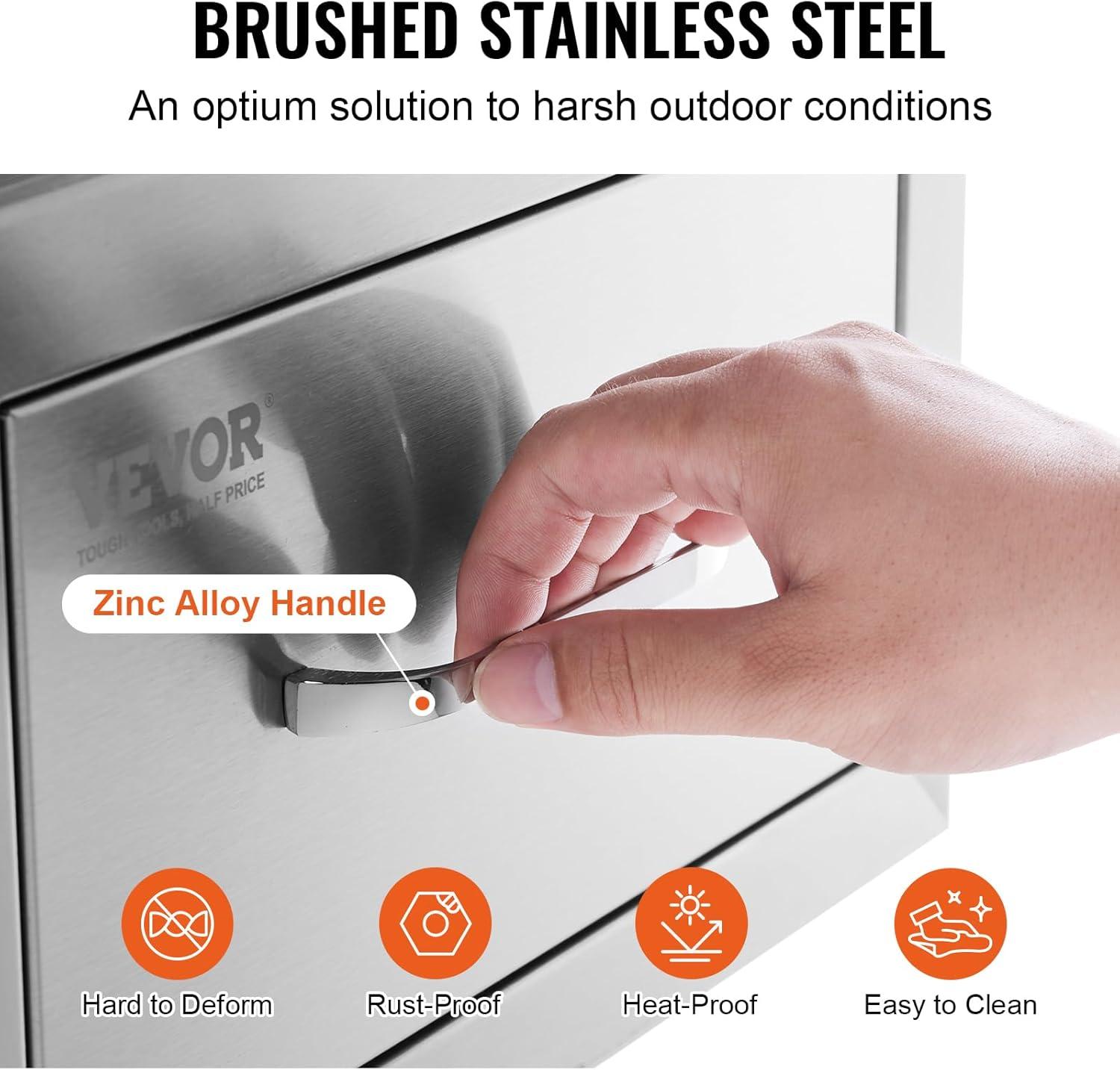 imageVEVOR Outdoor Kitchen Trash Drawer 197quotW x 29quotH x 157quotD Inch Outdoor Kitchen Drawers Stainless Steel for Outdoor BBQ Island KitchenAccess Drawer
