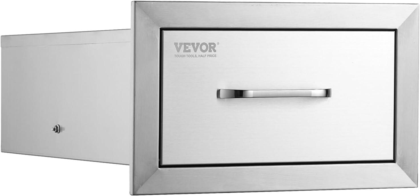 imageVEVOR Outdoor Kitchen Trash Drawer 197quotW x 29quotH x 157quotD Inch Outdoor Kitchen Drawers Stainless Steel for Outdoor BBQ Island KitchenAccess Drawer