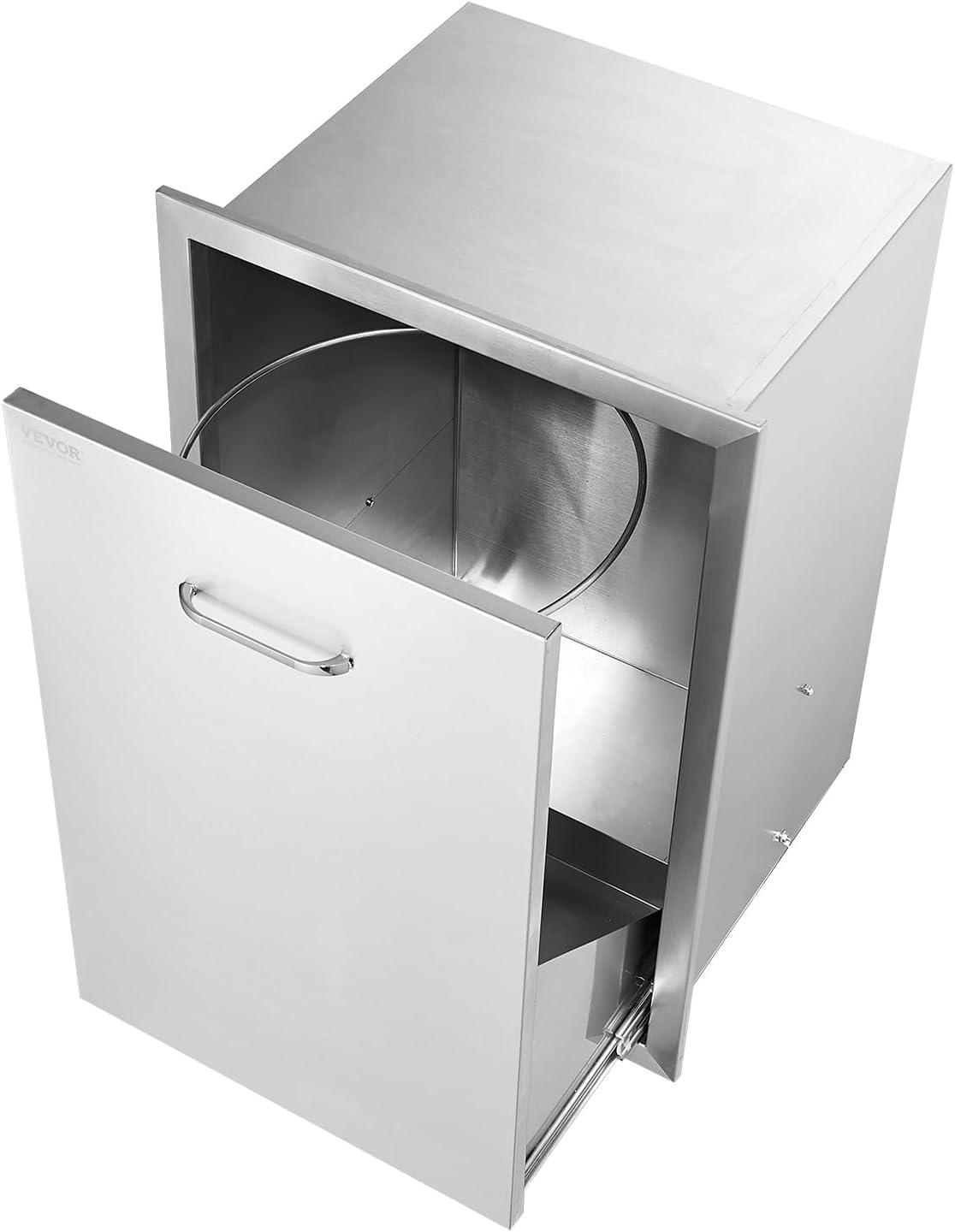 imageVEVOR Outdoor Kitchen Trash Drawer 197quotW x 29quotH x 157quotD Inch Outdoor Kitchen Drawers Stainless Steel for Outdoor BBQ Island KitchenBin