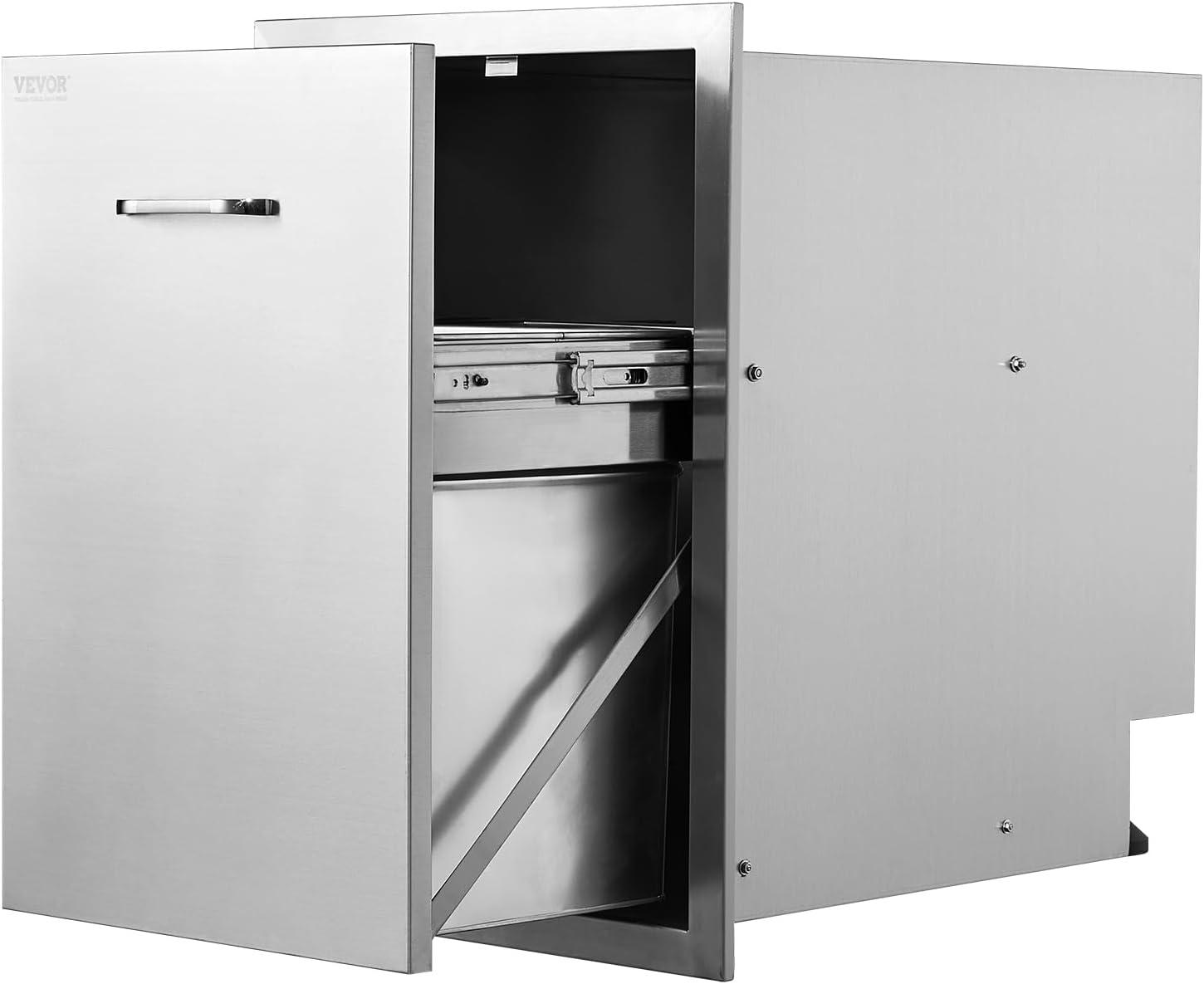 imageVEVOR Outdoor Kitchen Trash Drawer 197quotW x 29quotH x 157quotD Inch Outdoor Kitchen Drawers Stainless Steel for Outdoor BBQ Island KitchenBin