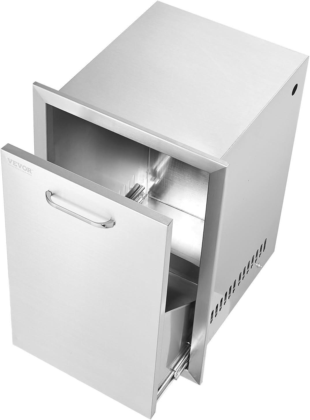 imageVEVOR Outdoor Kitchen Trash Drawer 197quotW x 29quotH x 157quotD Inch Outdoor Kitchen Drawers Stainless Steel for Outdoor BBQ Island KitchenBin