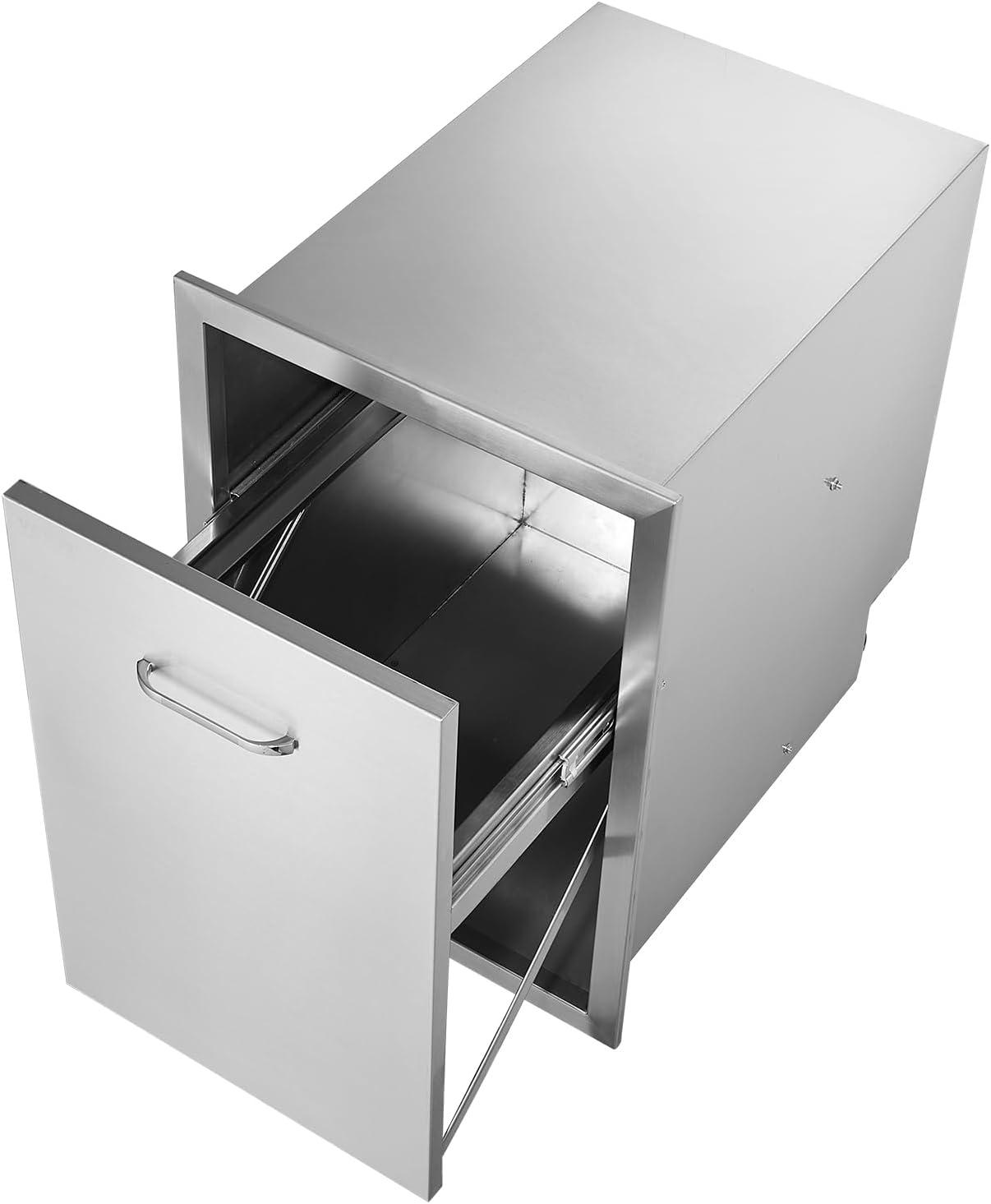 imageVEVOR Outdoor Kitchen Trash Drawer 197quotW x 29quotH x 157quotD Inch Outdoor Kitchen Drawers Stainless Steel for Outdoor BBQ Island KitchenBin