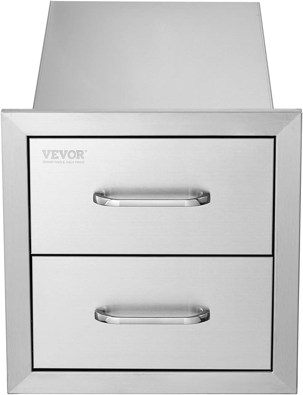 imageVEVOR Outdoor Kitchen Trash Drawer 197quotW x 29quotH x 157quotD Inch Outdoor Kitchen Drawers Stainless Steel for Outdoor BBQ Island KitchenDouble Access Drawer