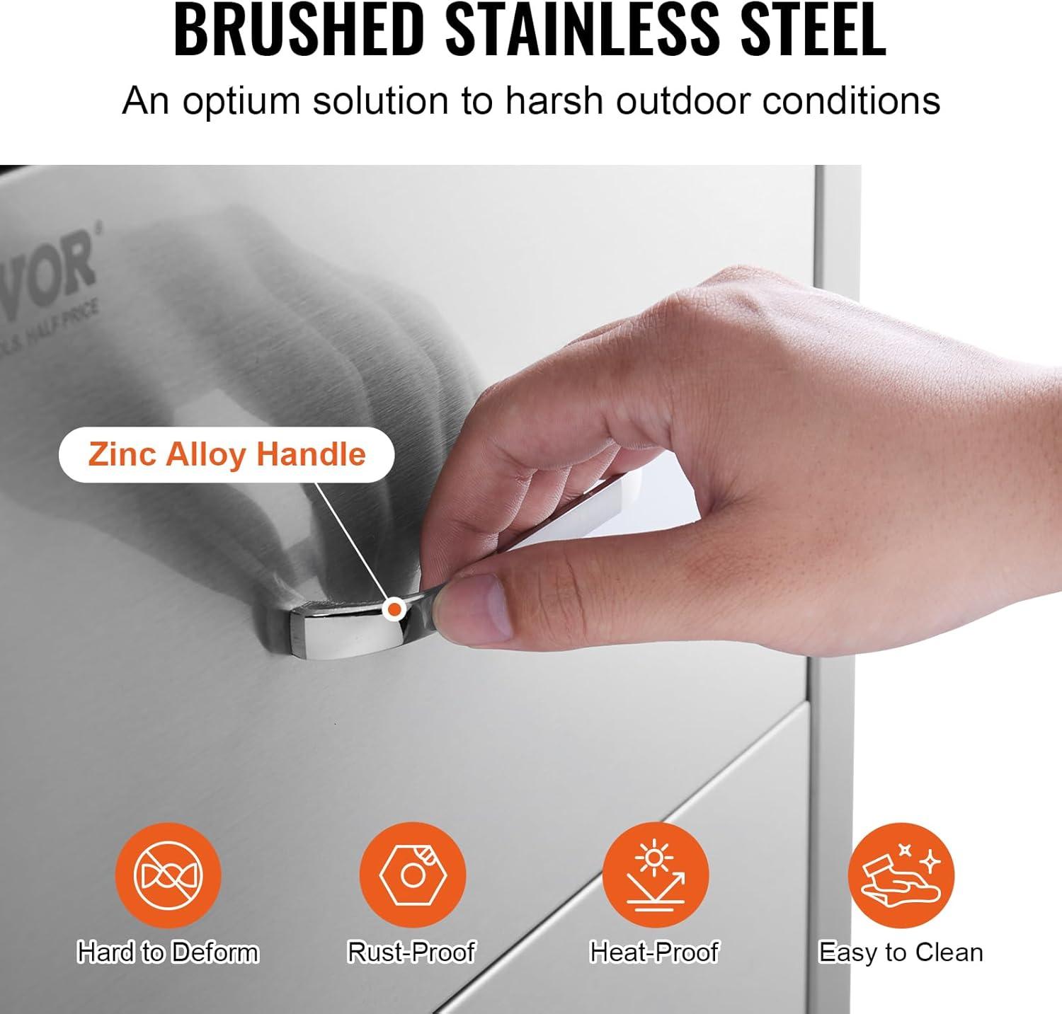 imageVEVOR Outdoor Kitchen Trash Drawer 197quotW x 29quotH x 157quotD Inch Outdoor Kitchen Drawers Stainless Steel for Outdoor BBQ Island KitchenDouble Access Drawer