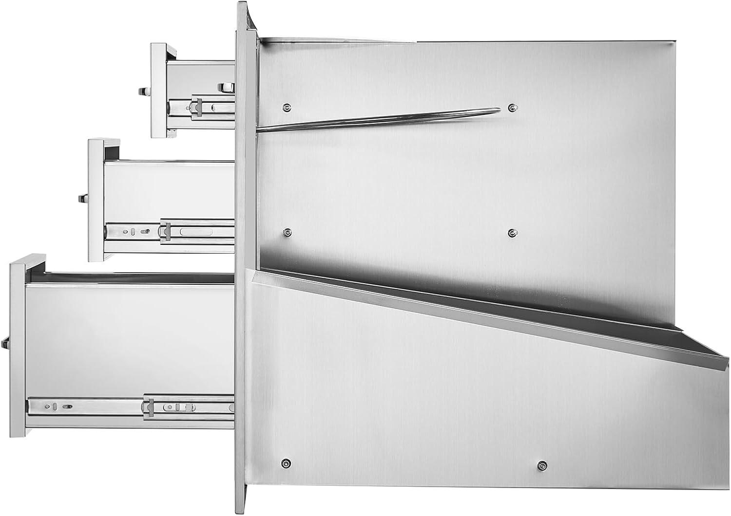 imageVEVOR Outdoor Kitchen Trash Drawer 197quotW x 29quotH x 157quotD Inch Outdoor Kitchen Drawers Stainless Steel for Outdoor BBQ Island KitchenDrawer and Door Combo