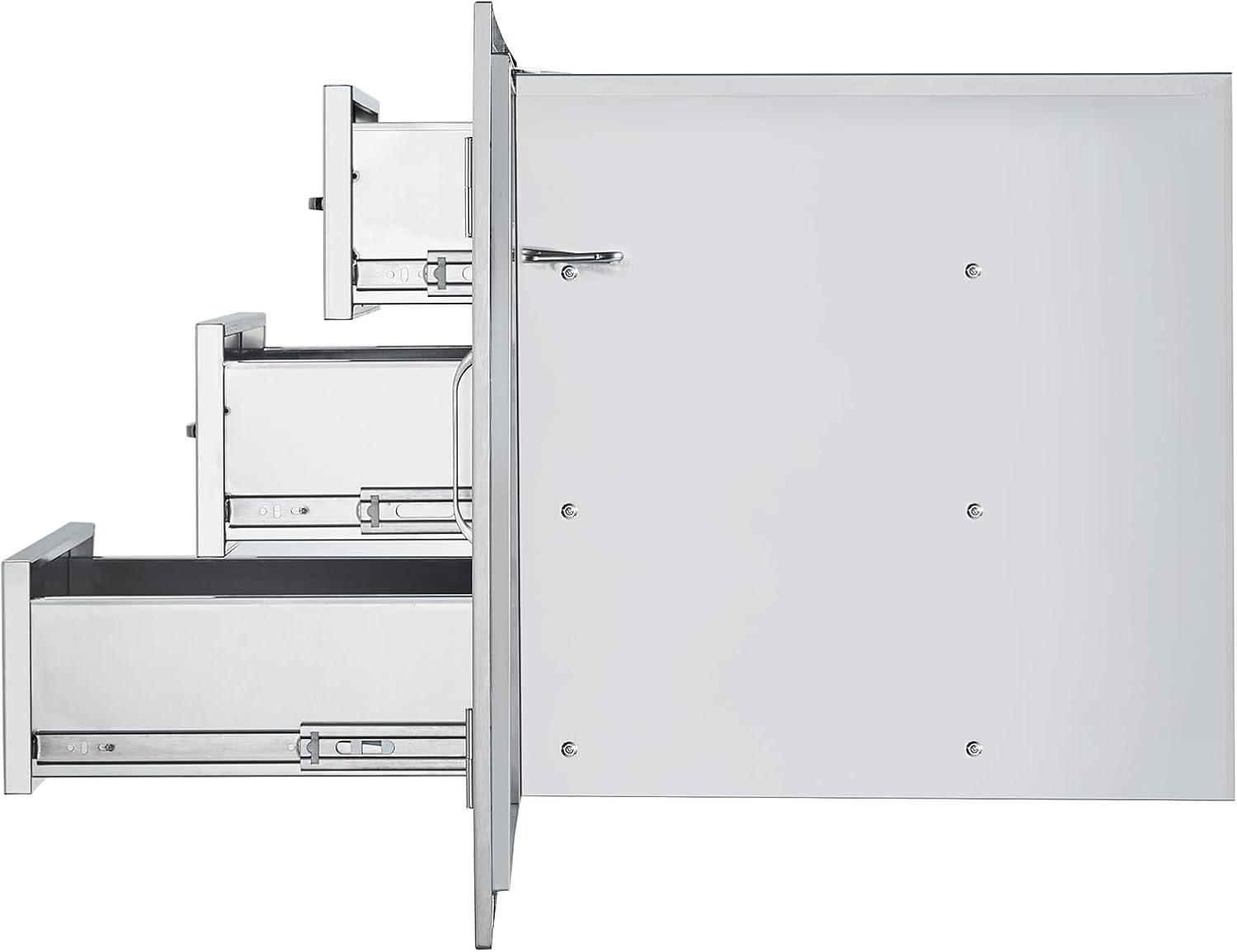 imageVEVOR Outdoor Kitchen Trash Drawer 197quotW x 29quotH x 157quotD Inch Outdoor Kitchen Drawers Stainless Steel for Outdoor BBQ Island KitchenDrawer and Door Combo