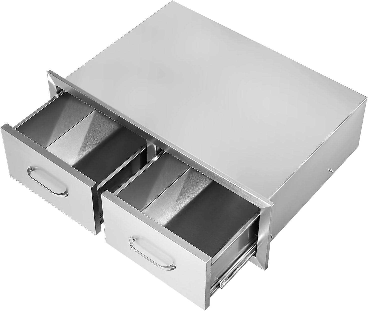 imageVEVOR Outdoor Kitchen Trash Drawer 197quotW x 29quotH x 157quotD Inch Outdoor Kitchen Drawers Stainless Steel for Outdoor BBQ Island KitchenHorizontal