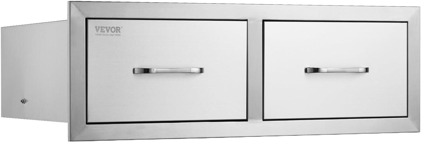 imageVEVOR Outdoor Kitchen Trash Drawer 197quotW x 29quotH x 157quotD Inch Outdoor Kitchen Drawers Stainless Steel for Outdoor BBQ Island KitchenHorizontal