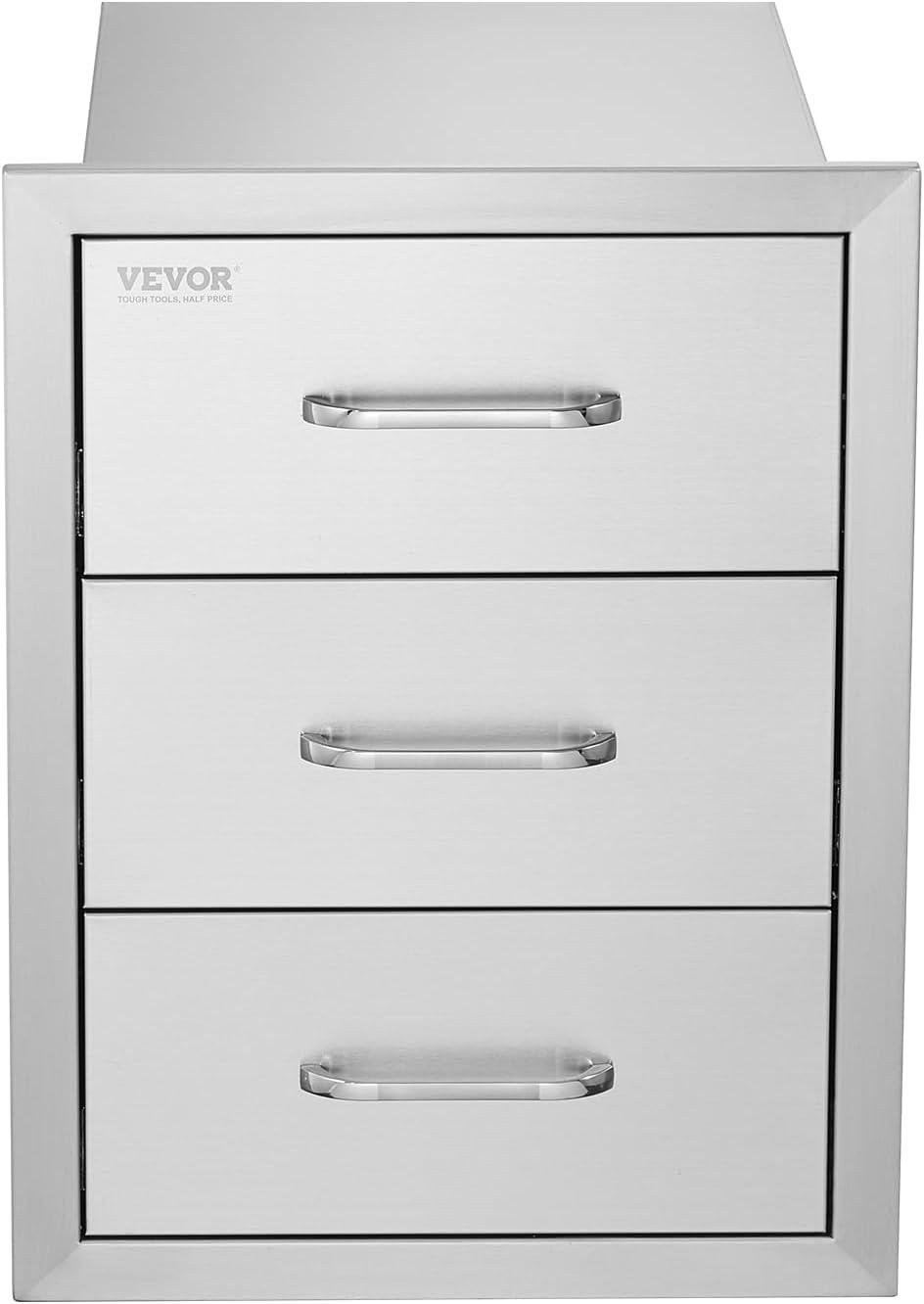 imageVEVOR Outdoor Kitchen Trash Drawer 197quotW x 29quotH x 157quotD Inch Outdoor Kitchen Drawers Stainless Steel for Outdoor BBQ Island KitchenModern