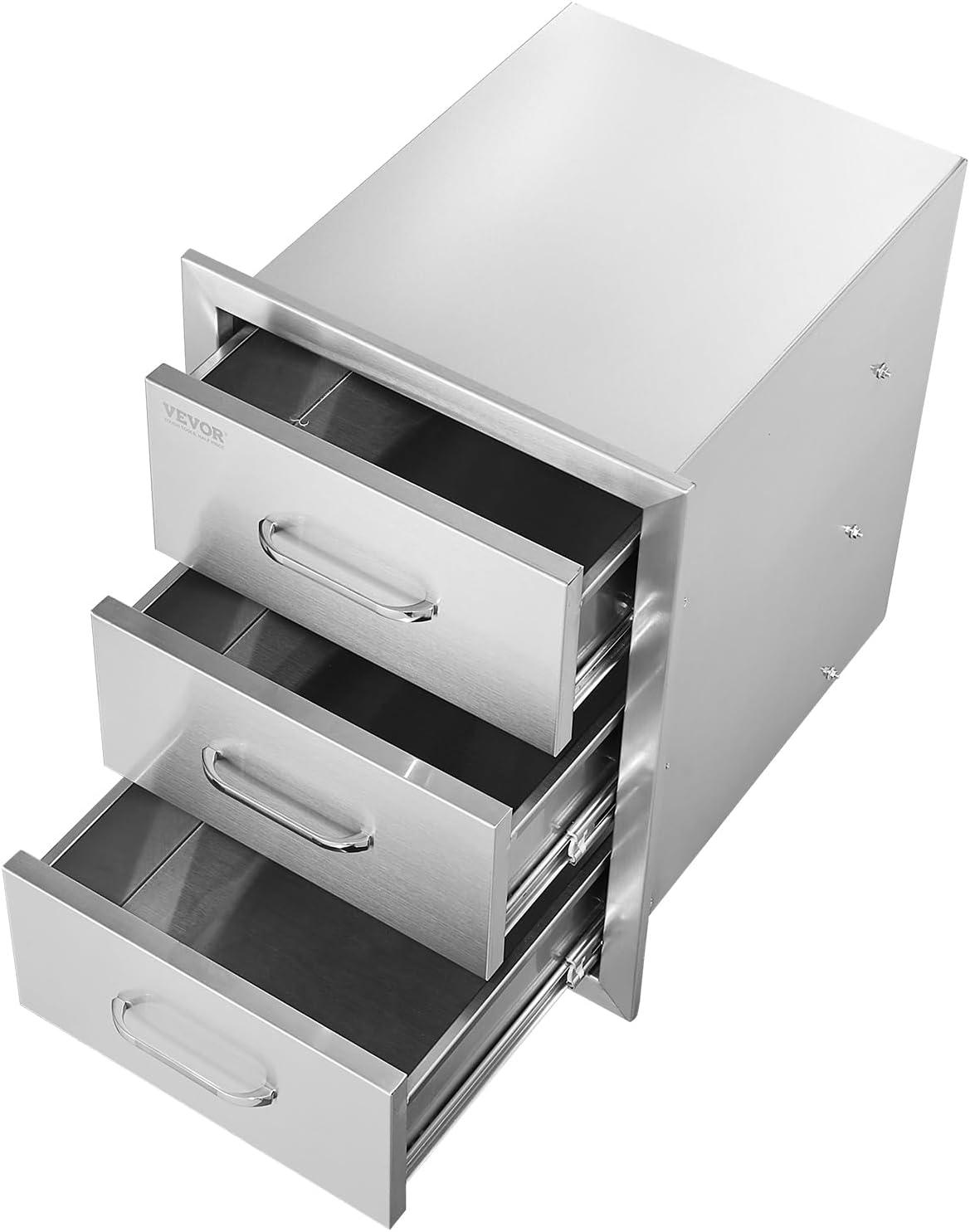 imageVEVOR Outdoor Kitchen Trash Drawer 197quotW x 29quotH x 157quotD Inch Outdoor Kitchen Drawers Stainless Steel for Outdoor BBQ Island KitchenModern