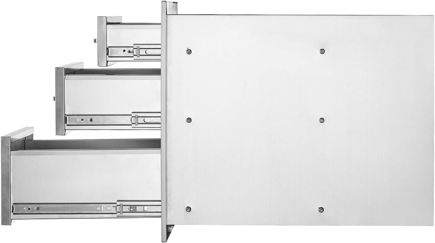 imageVEVOR Outdoor Kitchen Trash Drawer 197quotW x 29quotH x 157quotD Inch Outdoor Kitchen Drawers Stainless Steel for Outdoor BBQ Island KitchenTriple Access Drawer
