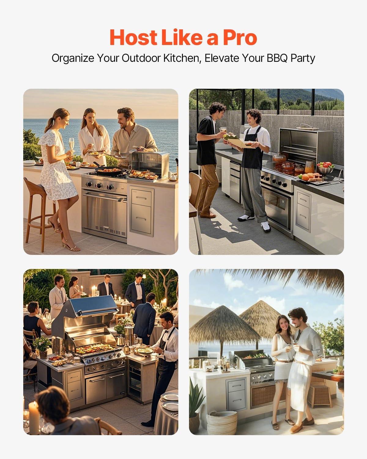 imageVEVOR Outdoor Kitchen Trash Drawer 197quotW x 29quotH x 157quotD Inch Outdoor Kitchen Drawers Stainless Steel for Outdoor BBQ Island KitchenVertical