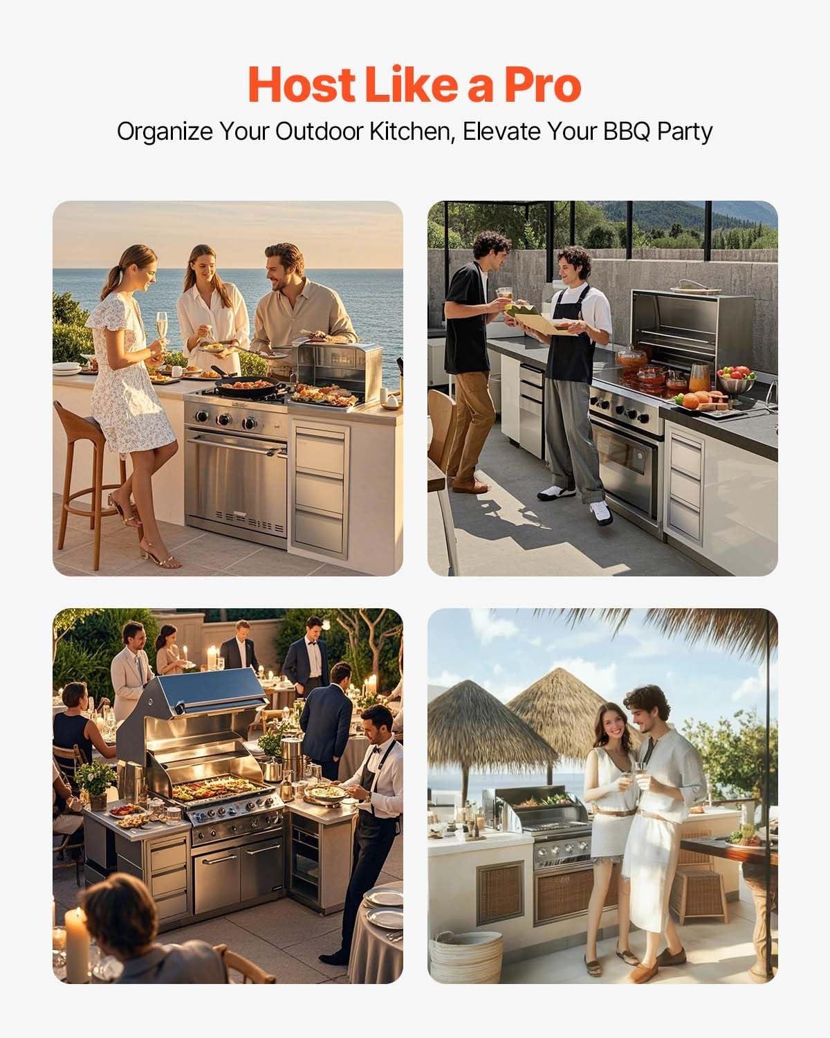 imageVEVOR Outdoor Kitchen Trash Drawer 197quotW x 29quotH x 157quotD Inch Outdoor Kitchen Drawers Stainless Steel for Outdoor BBQ Island KitchenVertical