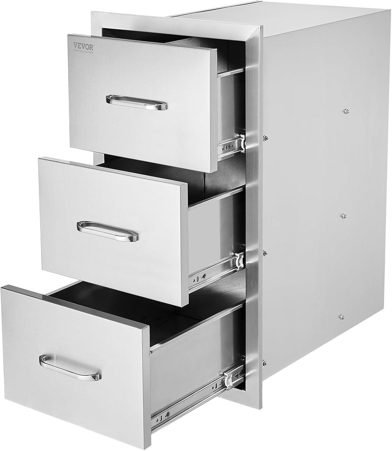 imageVEVOR Outdoor Kitchen Trash Drawer 197quotW x 29quotH x 157quotD Inch Outdoor Kitchen Drawers Stainless Steel for Outdoor BBQ Island KitchenVertical