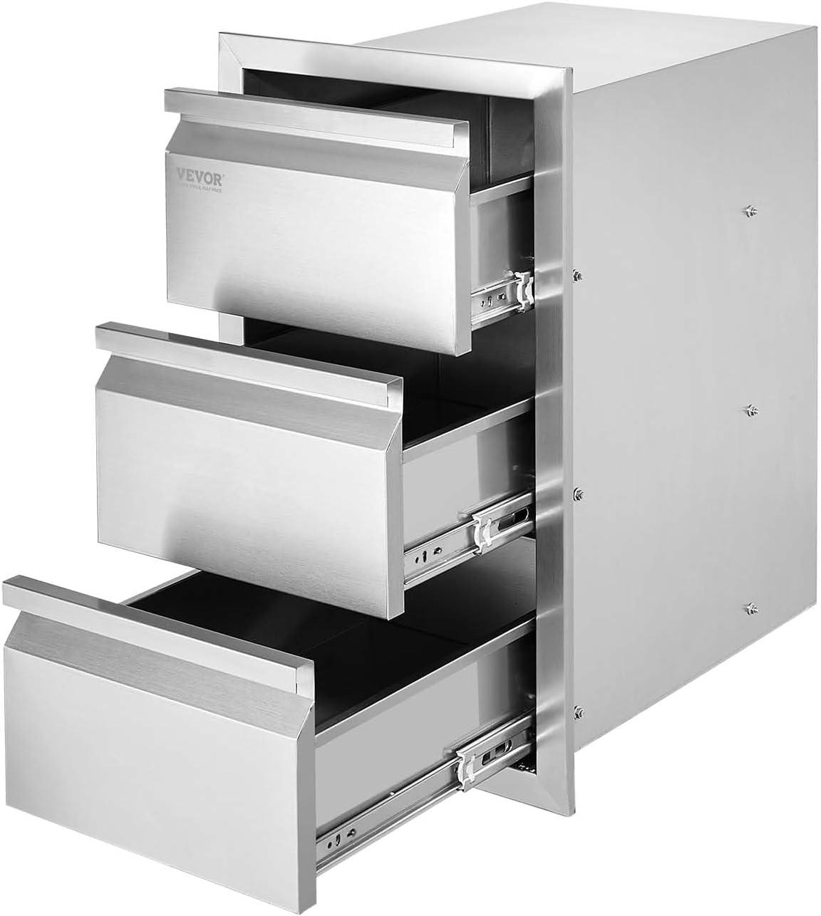 imageVEVOR Outdoor Kitchen Trash Drawer 197quotW x 29quotH x 157quotD Inch Outdoor Kitchen Drawers Stainless Steel for Outdoor BBQ Island KitchenVertical