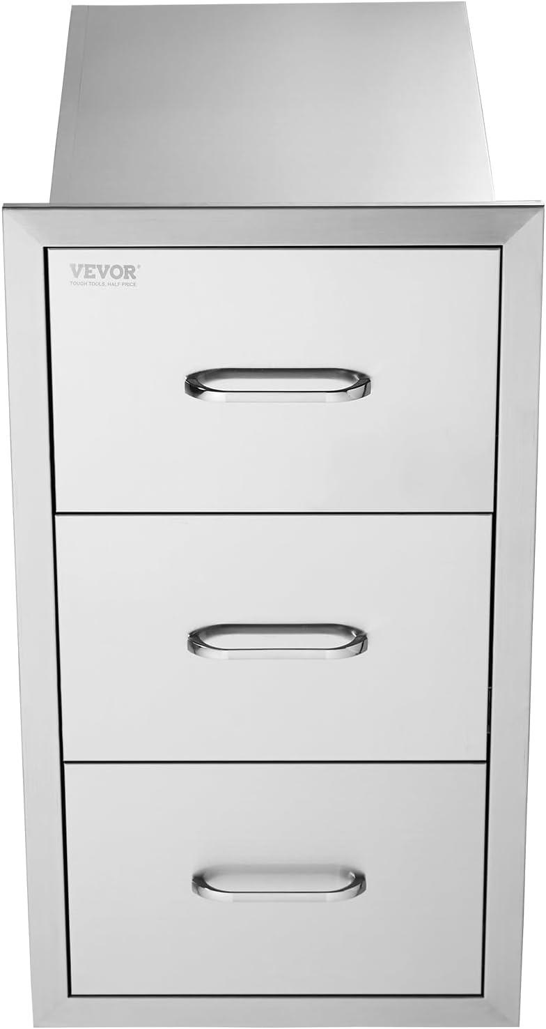 imageVEVOR Outdoor Kitchen Trash Drawer 197quotW x 29quotH x 157quotD Inch Outdoor Kitchen Drawers Stainless Steel for Outdoor BBQ Island KitchenVertical
