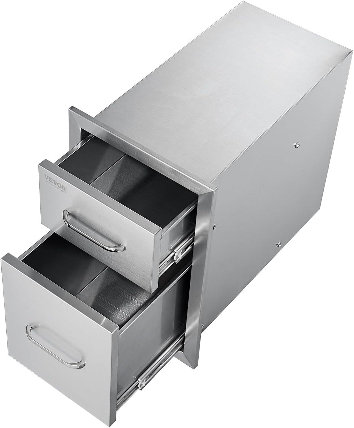 imageVEVOR Outdoor Kitchen Trash Drawer 197quotW x 29quotH x 157quotD Inch Outdoor Kitchen Drawers Stainless Steel for Outdoor BBQ Island KitchenVertical