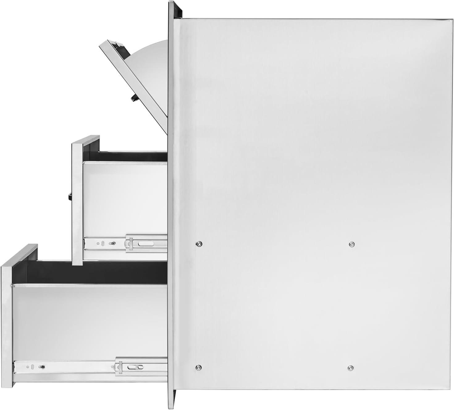 imageVEVOR Outdoor Kitchen Trash Drawer 197quotW x 29quotH x 157quotD Inch Outdoor Kitchen Drawers Stainless Steel for Outdoor BBQ Island KitchenVertical