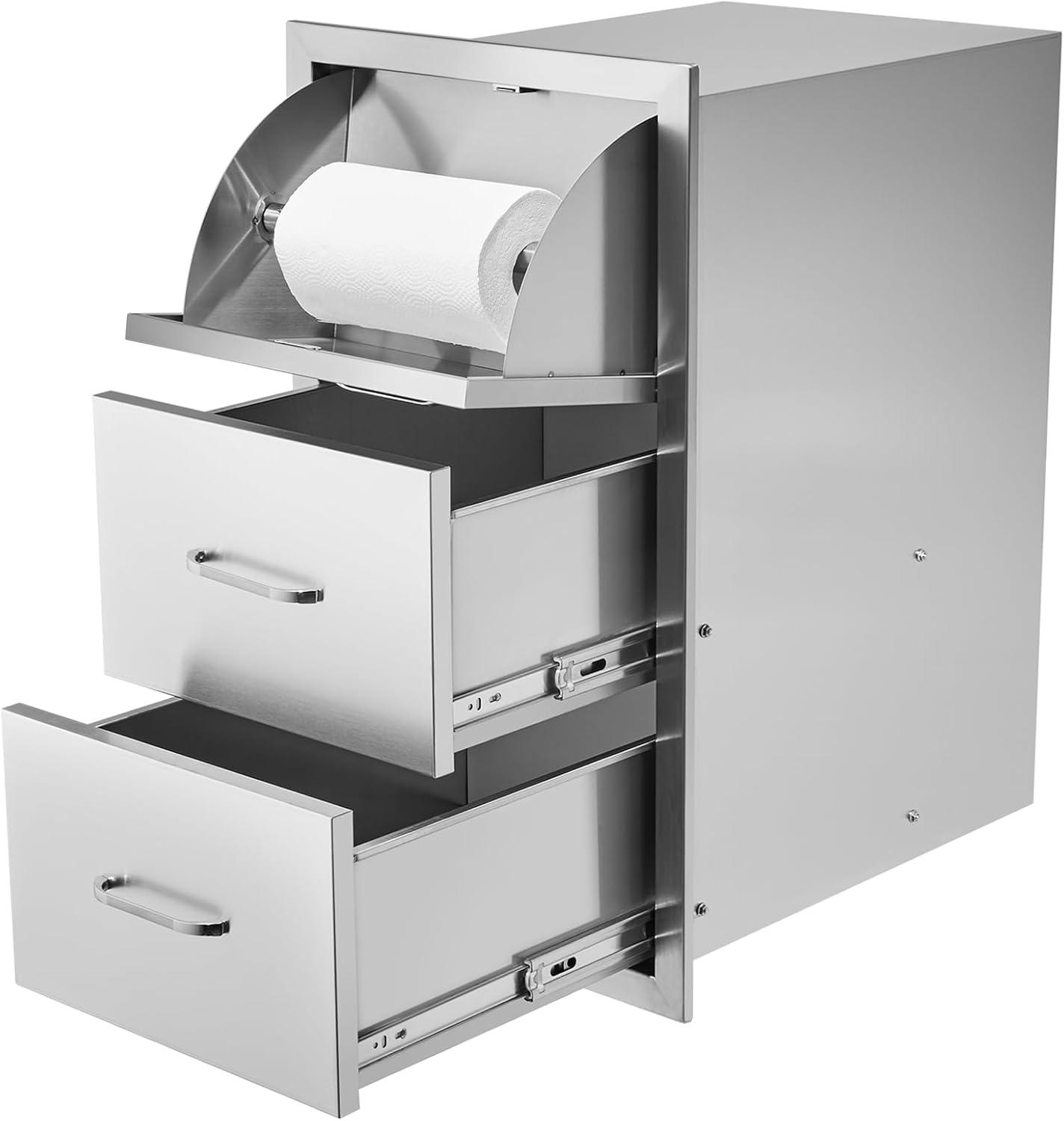 imageVEVOR Outdoor Kitchen Trash Drawer 197quotW x 29quotH x 157quotD Inch Outdoor Kitchen Drawers Stainless Steel for Outdoor BBQ Island KitchenVertical