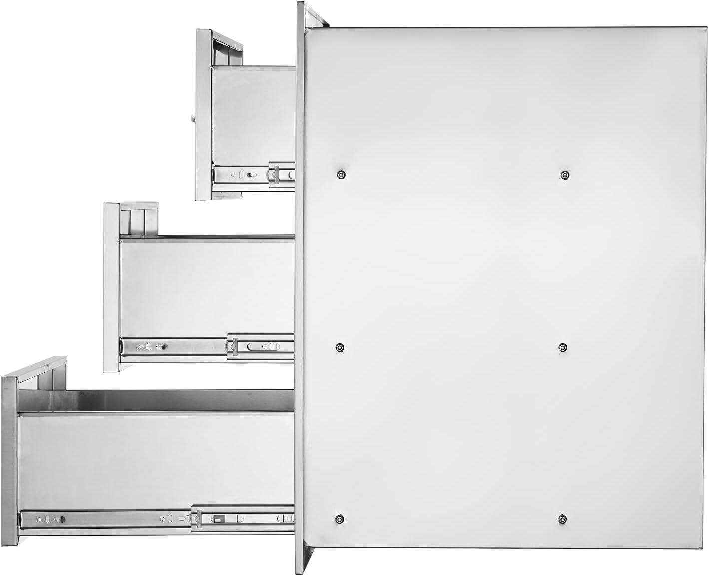 imageVEVOR Outdoor Kitchen Trash Drawer 197quotW x 29quotH x 157quotD Inch Outdoor Kitchen Drawers Stainless Steel for Outdoor BBQ Island KitchenVertical