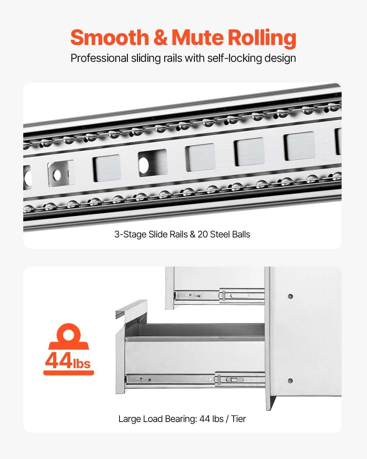 imageVEVOR Outdoor Kitchen Trash Drawer 197quotW x 29quotH x 157quotD Inch Outdoor Kitchen Drawers Stainless Steel for Outdoor BBQ Island KitchenVertical