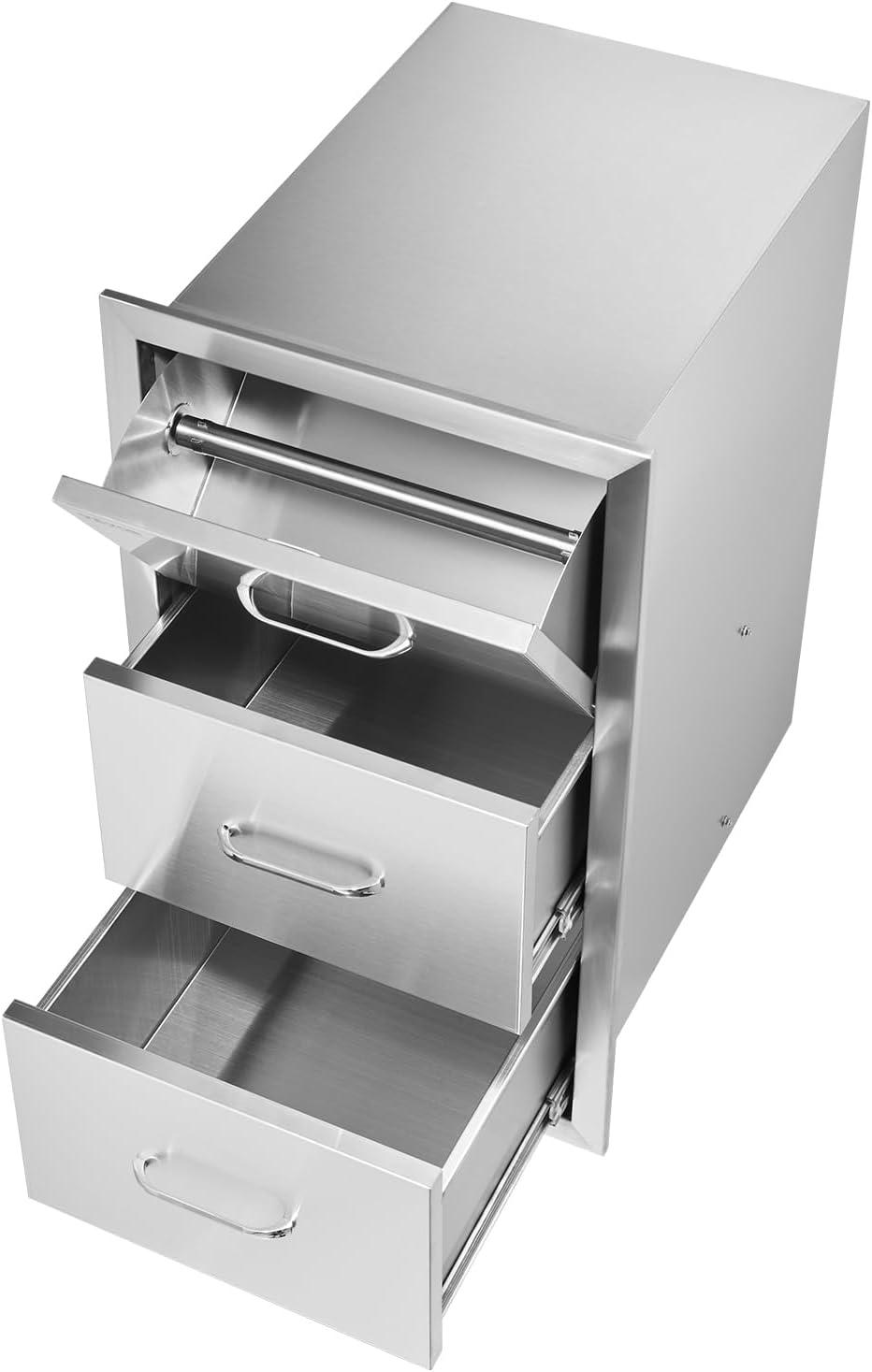 imageVEVOR Outdoor Kitchen Trash Drawer 197quotW x 29quotH x 157quotD Inch Outdoor Kitchen Drawers Stainless Steel for Outdoor BBQ Island KitchenVertical