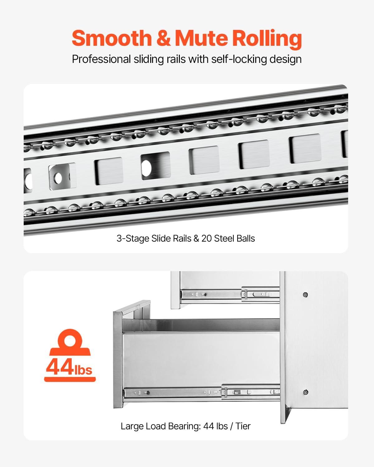 imageVEVOR Outdoor Kitchen Trash Drawer 197quotW x 29quotH x 157quotD Inch Outdoor Kitchen Drawers Stainless Steel for Outdoor BBQ Island KitchenVertical