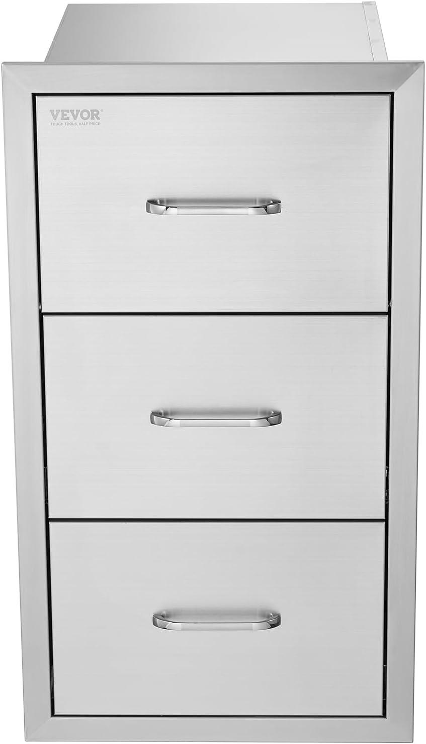 imageVEVOR Outdoor Kitchen Trash Drawer 197quotW x 29quotH x 157quotD Inch Outdoor Kitchen Drawers Stainless Steel for Outdoor BBQ Island KitchenVertical