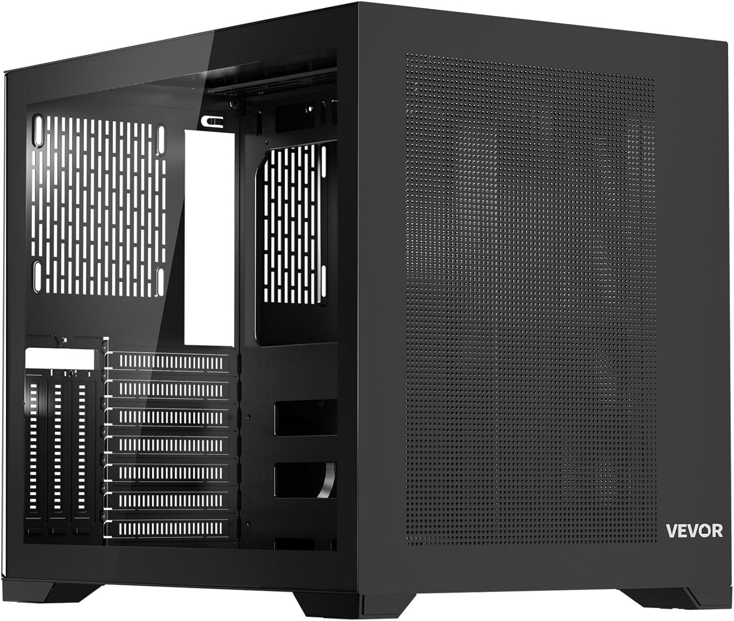 imageVEVOR PC Gaming Case MidTower Computer Case with HighAirflow Tempered Glass Panel Dust Filter 2 x 120 mm Fans Cable Management for GPU up to 360 mm in Length Compatible with ATXMATXITXMidTower