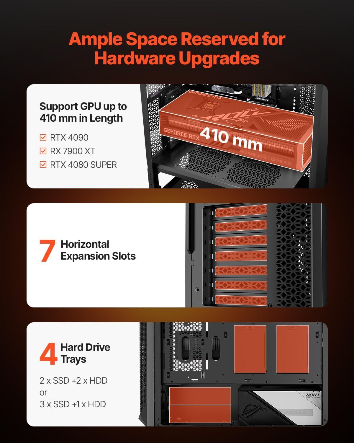 imageVEVOR PC Gaming Case MidTower Computer Case with HighAirflow Tempered Glass Panel Dust Filter 2 x 120 mm Fans Cable Management for GPU up to 360 mm in Length Compatible with ATXMATXITXFullTower