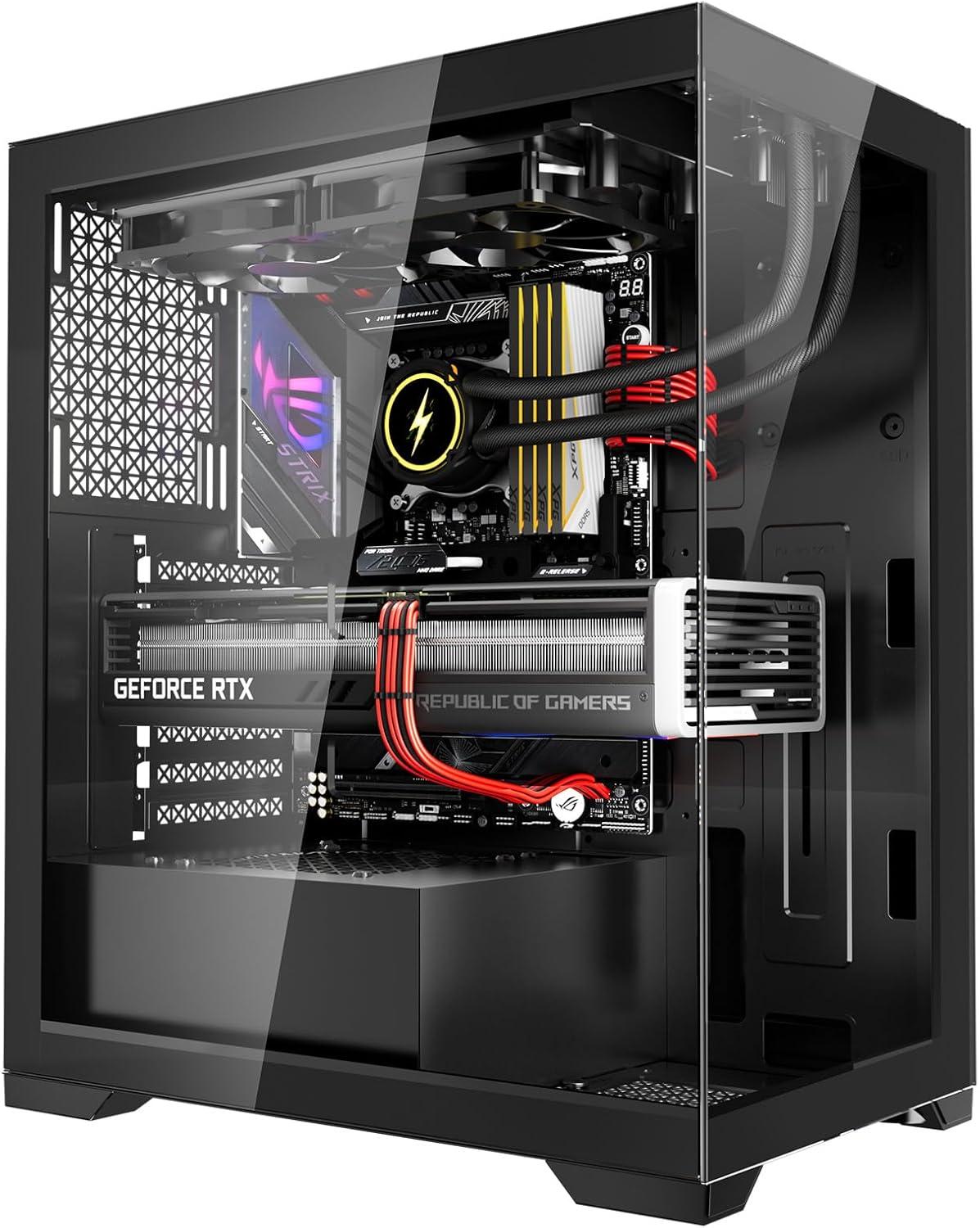 imageVEVOR PC Gaming Case MidTower Computer Case with HighAirflow Tempered Glass Panel Dust Filter 2 x 120 mm Fans Cable Management for GPU up to 360 mm in Length Compatible with ATXMATXITXMidTower