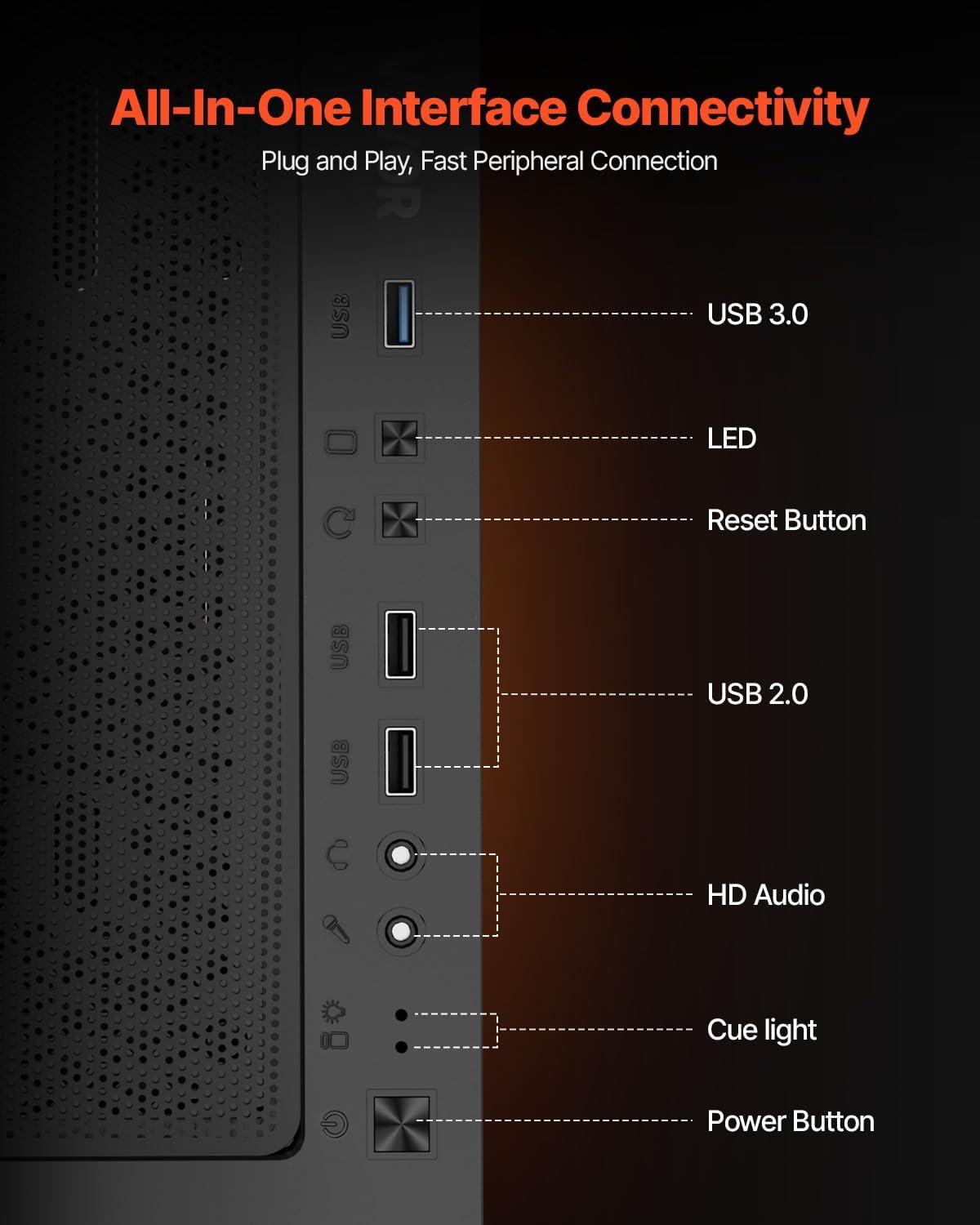 imageVEVOR PC Gaming Case MidTower Computer Case with HighAirflow Tempered Glass Panel Dust Filter 2 x 120 mm Fans Cable Management for GPU up to 360 mm in Length Compatible with ATXMATXITXMidTower