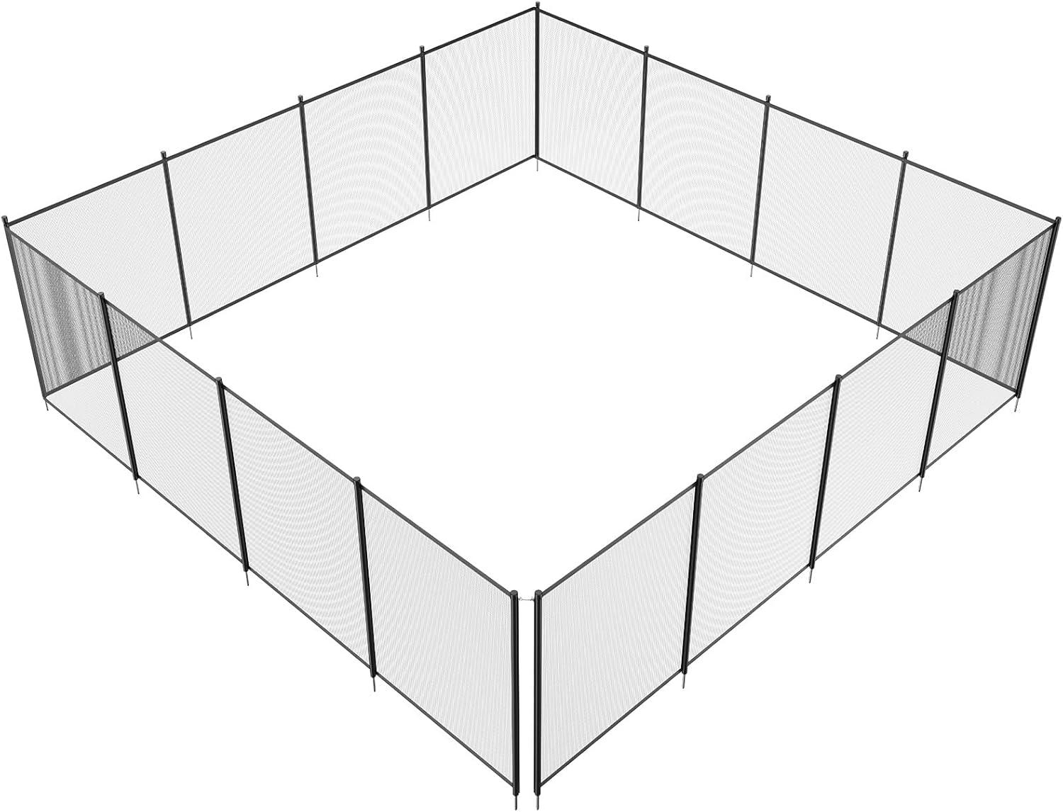 imageVEVOR Pool Fence 4 x 12 FT Pool Fences for Inground Pools Removable Pool Fencing Easy DIY Installation Swimming Pool Fence 340gms Teslin PVC Pool Fence Mesh Protects Kids and Pets4FTx48FT