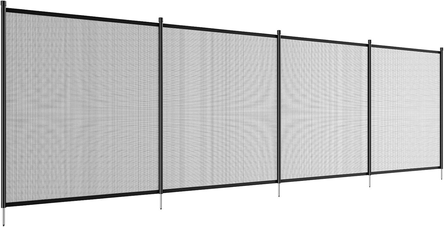 imageVEVOR Pool Fence 4 x 12 FT Pool Fences for Inground Pools Removable Pool Fencing Easy DIY Installation Swimming Pool Fence 340gms Teslin PVC Pool Fence Mesh Protects Kids and PetsStainless Feet