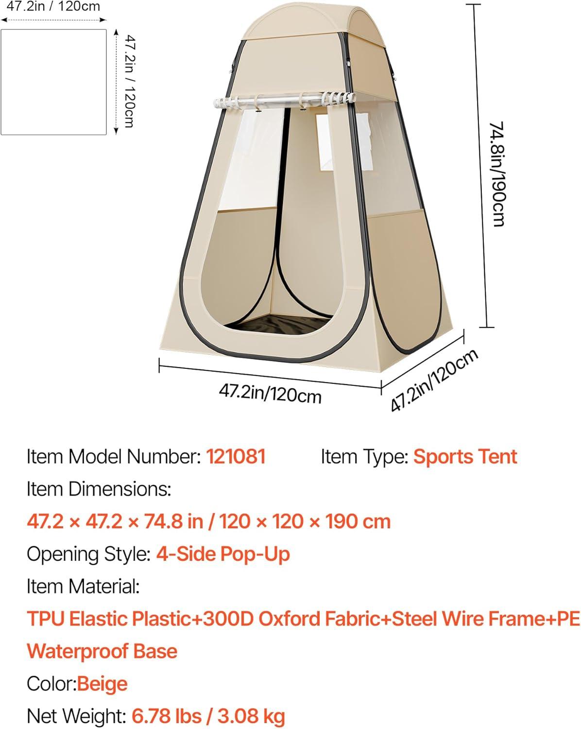 imageVEVOR Pop up Sports Tent 8 Sizes Optional Clear Bubble Tent for 16 Person Waterproof Outdoor Pod with Floor Mat ampamp Top Cover Garden Igloo Dome Tents Camping Shelter for Sports WatchingBeige  Clear Sports Tent Pop Up Tent