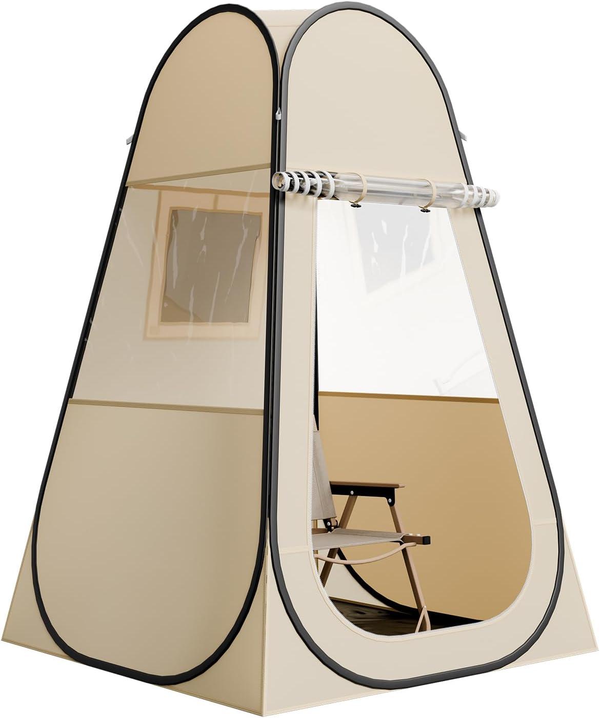 imageVEVOR Pop up Sports Tent 8 Sizes Optional Clear Bubble Tent for 16 Person Waterproof Outdoor Pod with Floor Mat ampamp Top Cover Garden Igloo Dome Tents Camping Shelter for Sports WatchingBeige  Clear Sports Tent Pop Up Tent