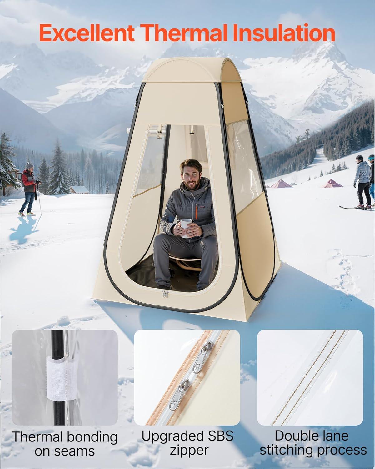imageVEVOR Pop up Sports Tent 8 Sizes Optional Clear Bubble Tent for 16 Person Waterproof Outdoor Pod with Floor Mat ampamp Top Cover Garden Igloo Dome Tents Camping Shelter for Sports WatchingBeige  Clear Sports Tent Pop Up Tent