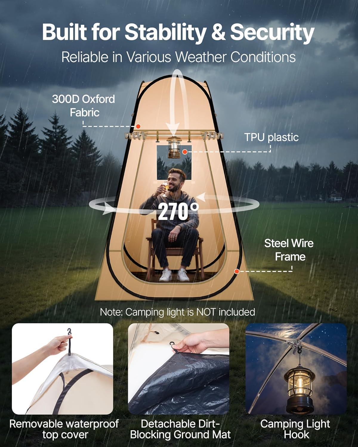 imageVEVOR Pop up Sports Tent 8 Sizes Optional Clear Bubble Tent for 16 Person Waterproof Outdoor Pod with Floor Mat ampamp Top Cover Garden Igloo Dome Tents Camping Shelter for Sports WatchingBeige  Clear Sports Tent Pop Up Tent
