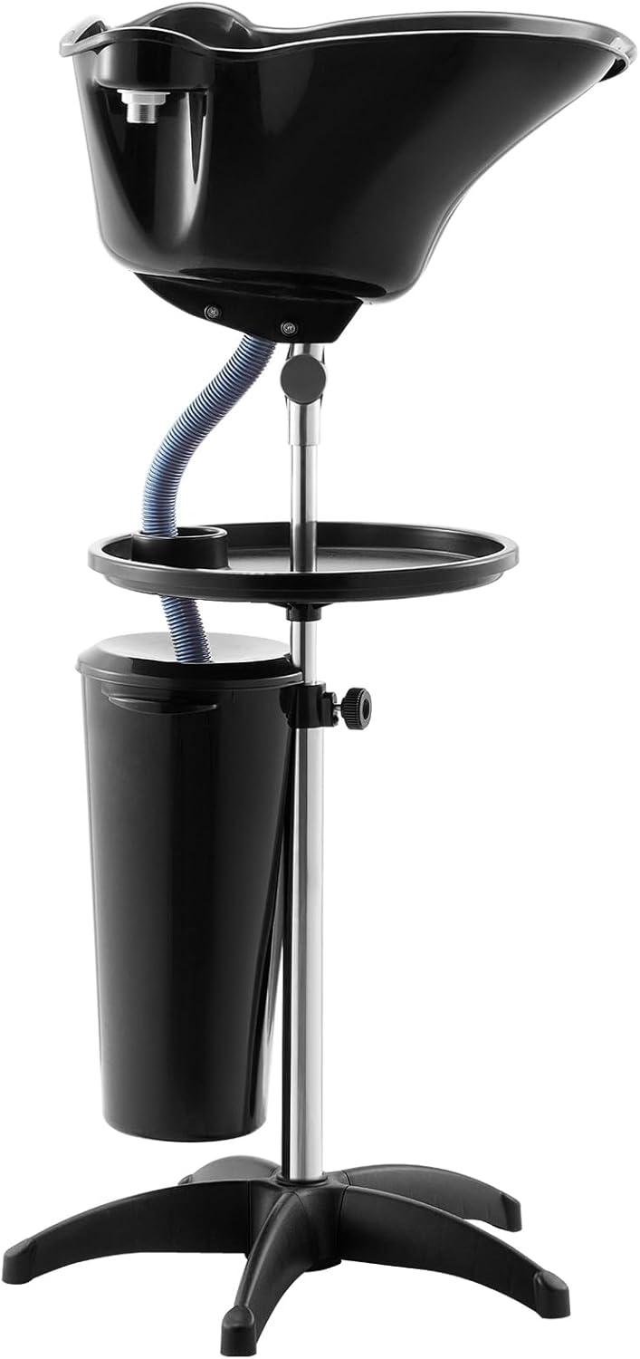 imageVEVOR Portable Shampoo Bowl Shampoo Sink for Washing Hair with Electric Pump Includes 2 Buckets 2 Showerheads Drain Hose Height and Angle Adjustable Portable Wash Bowl for Home Salon Use BlackHair sink w 1 bucketstorage basinUpgraded version