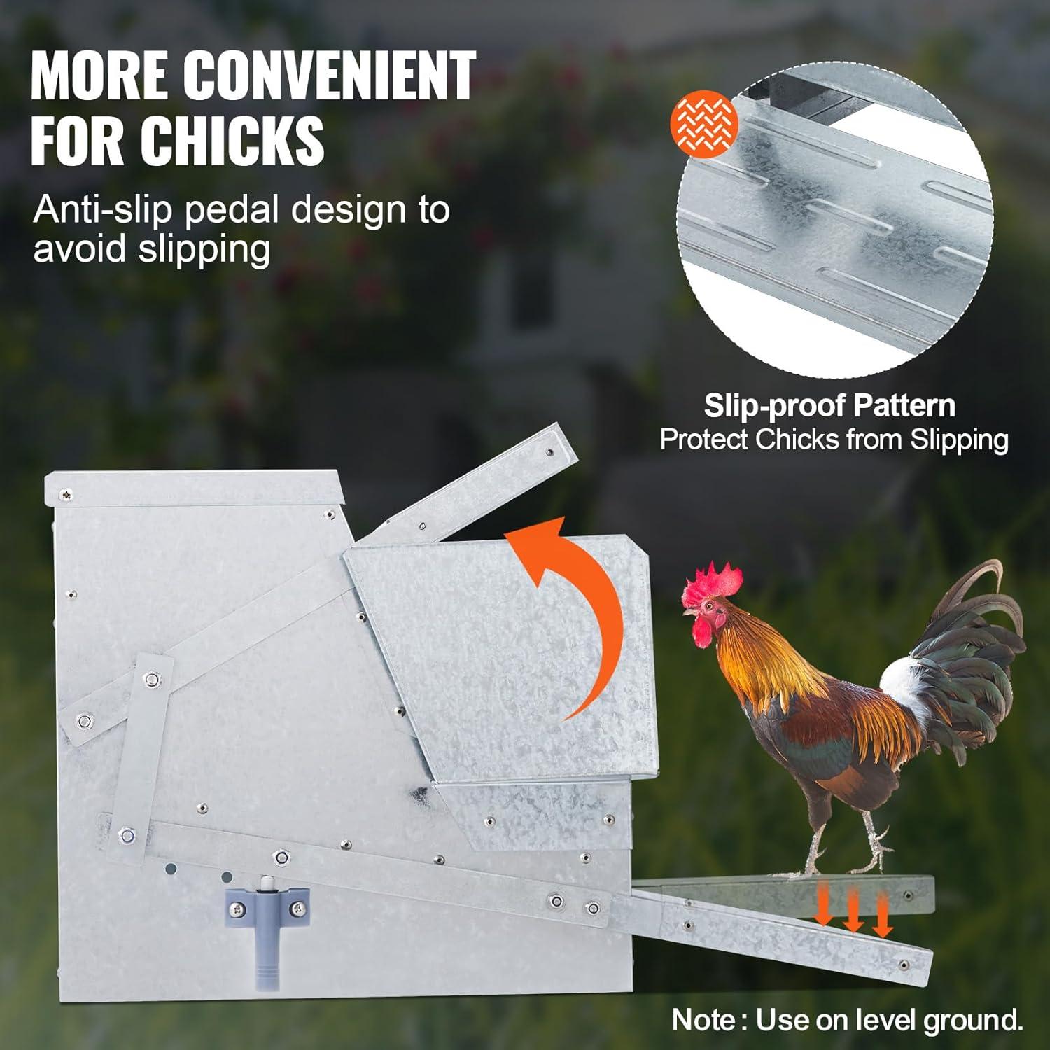 imageVEVOR Poultry Feeder 25lbs Capacity Feed Chicken Feeder with Lid ampamp Lock Outdoor Coop Food Dispenser No Waste Weatherproof Galvanized Metal Feeder for Ducks GeeseGalvanized