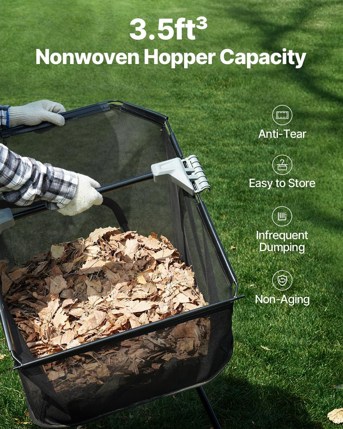 imageVEVOR Push Lawn Sweeper 21inch Leaf ampamp Grass Collector Heavy Duty Thickened Steel Durable to Use with Large Capacity 35 cu ft Mesh Collection Hopper Bag 2 Spinning Brushes21 inch
